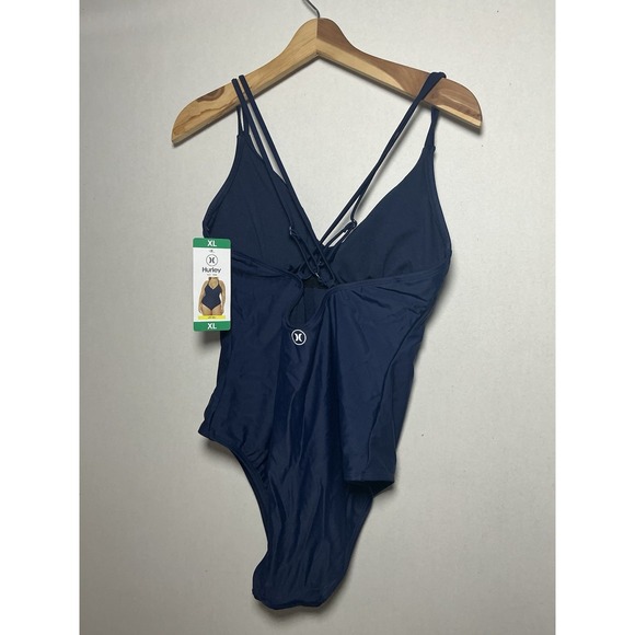 NWT HURLEY NAVY PADDED BUST ADJ STRAP ONE PIECE SWIMSUIT SZ XL 1603047 - Picture 4 of 6